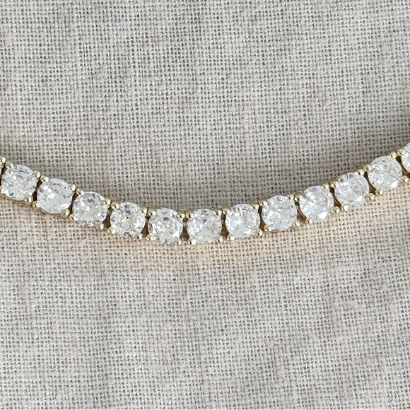 Yellow Gold Plated CZ Tennis Necklace - Picture 4 of 4